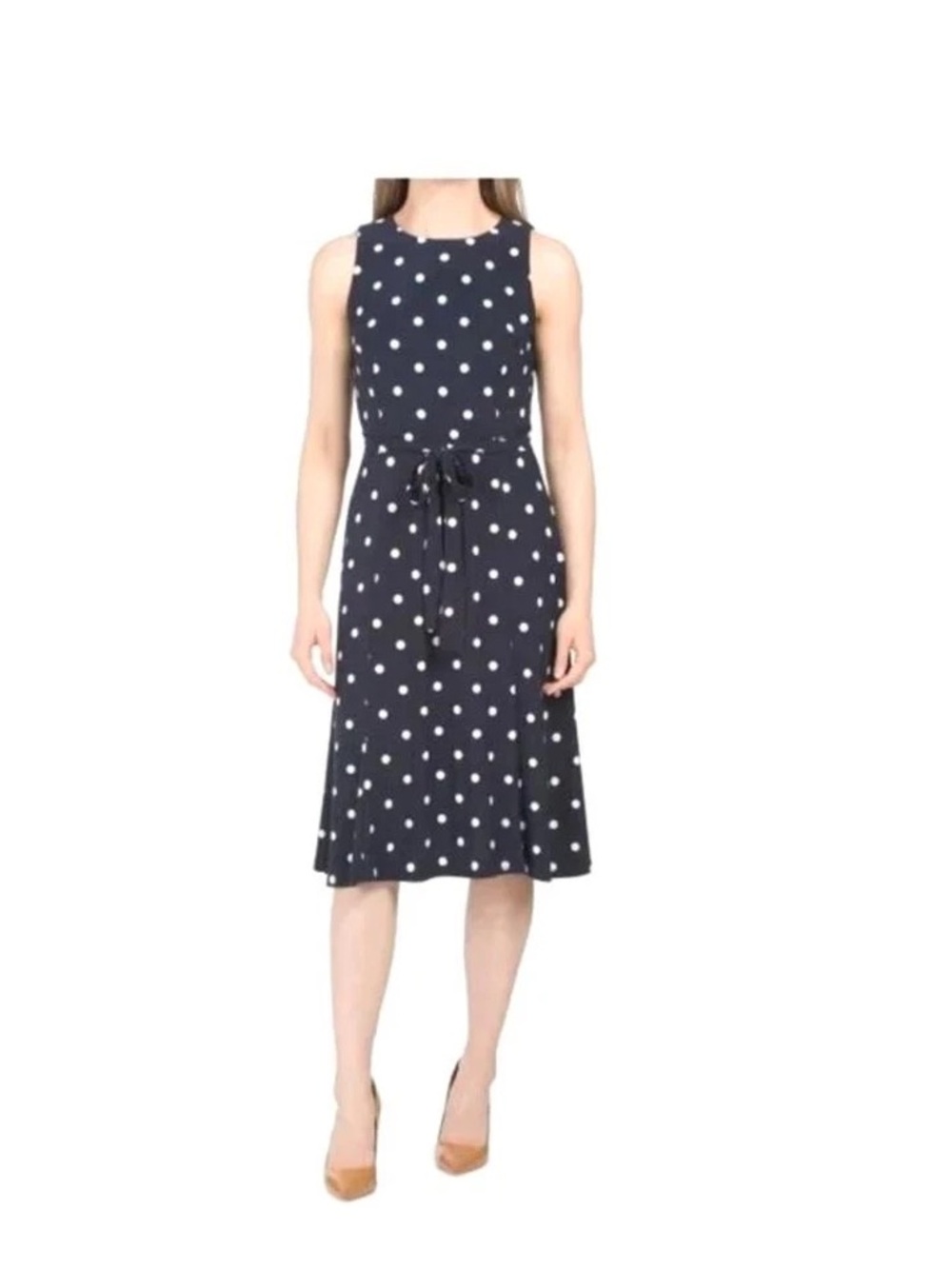 Anne Klein Purple Dress with Ivory Polka Dots